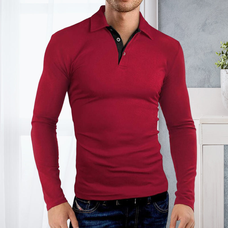 Langärmliges Revers-Poloshirt