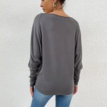 Laden Sie das Bild in den Galerie-Viewer, Langärmeliges Einfarbiges T-Shirt mit Rundhalsausschnitt