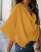 Laden Sie das Bild in den Galerie-Viewer, Einfarbige Chiffon-Bluse Mit V-Ausschnitt Für Damen