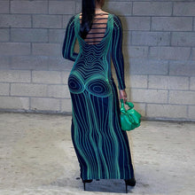 Laden Sie das Bild in den Galerie-Viewer, Bedrucktes Schmales Kleid mit Rundhalsausschnitt