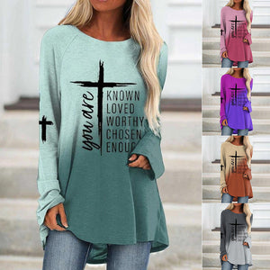 Langärmliges T-Shirt mit Kreuzbuchstabendruck