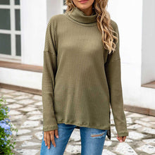 Laden Sie das Bild in den Galerie-Viewer, Lockerer Unregelmäßiger Strickpullover mit Rollkragen