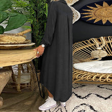 Laden Sie das Bild in den Galerie-Viewer, Einfarbiges, langärmliges, lässiges Jeanskleid für Damen