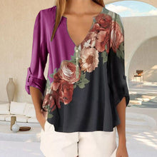 Laden Sie das Bild in den Galerie-Viewer, Bedrucktes Chiffonhemd mit V-Ausschnitt