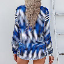 Laden Sie das Bild in den Galerie-Viewer, Strickjacke Gestreiftes Langarm-Hemd mit Revers