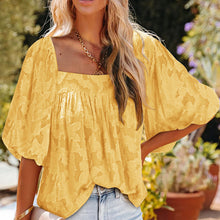 Laden Sie das Bild in den Galerie-Viewer, Süßes T-Shirt aus Chiffon mit quadratischem Ausschnitt