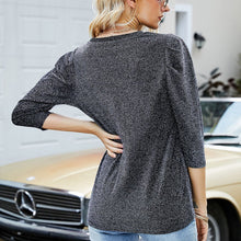 Laden Sie das Bild in den Galerie-Viewer, Rundhals-Bluse mit mittellangen Ärmeln