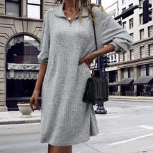 Laden Sie das Bild in den Galerie-Viewer, Einfarbiges Etuikleid mit langen Ärmeln und Reißverschluss
