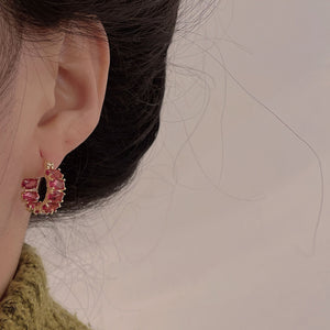 Exquisite Rote Zirkon Creolen
