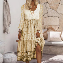 Laden Sie das Bild in den Galerie-Viewer, Lässiges Blumenkleid mit langen Ärmeln