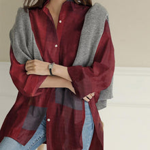Laden Sie das Bild in den Galerie-Viewer, Karierte Unregelmäßige Bluse mit langen Ärmeln