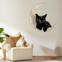 Laden Sie das Bild in den Galerie-Viewer, Mond- und schwarzen Katze- Ornament aus Metall