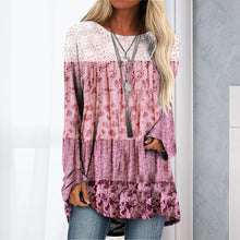 Laden Sie das Bild in den Galerie-Viewer, Bedrucktes T-Shirt mit langärmligem Rundhalsausschnitt