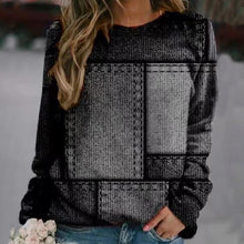 Laden Sie das Bild in den Galerie-Viewer, Damen Herbst/Winter Denim Farbblock Rundhals Langarm Pullover