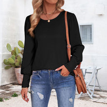 Laden Sie das Bild in den Galerie-Viewer, Lockeres Lässiges T-Shirt mit Puffärmeln und Rundhalsausschnitt