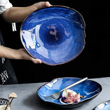 Laden Sie das Bild in den Galerie-Viewer, Ozeanwellen Dunkelblaue Platte