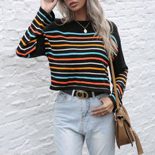Laden Sie das Bild in den Galerie-Viewer, Mehrfarbig Gestreifter Strickpullover