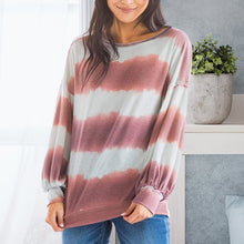 Laden Sie das Bild in den Galerie-Viewer, Lockeres Langarm-T-Shirt mit Rundhalsausschnitt