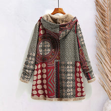 Laden Sie das Bild in den Galerie-Viewer, Kapuzen-Sweatshirt-Mantel aus Baumwolle und Fleece