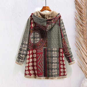 Kapuzen-Sweatshirt-Mantel aus Baumwolle und Fleece
