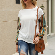 Laden Sie das Bild in den Galerie-Viewer, Farbgestreiftes Ärmel-T-Shirt