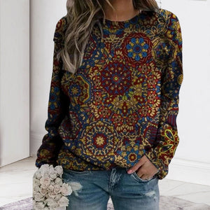 Bedrucktes Langarm-Sweatshirt mit Rundhalsausschnitt
