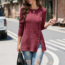 Laden Sie das Bild in den Galerie-Viewer, Geschlitzter Strickpullover mit Rundhalsausschnitt für Damen