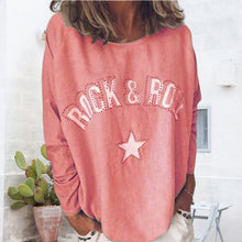 Laden Sie das Bild in den Galerie-Viewer, Damen-Sweatshirt mit Sterndruck und Rundhalsausschnitt