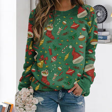 Laden Sie das Bild in den Galerie-Viewer, Rundhalsausschnitt Weihnachtsmütze Print Sweatshirt
