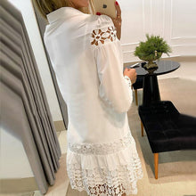 Laden Sie das Bild in den Galerie-Viewer, Damen Hemd Knielanges Kleid