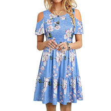 Laden Sie das Bild in den Galerie-Viewer, Modisches kurzärmliges schulterfreies Kleid