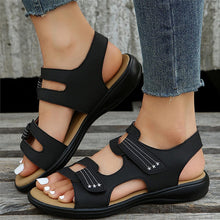 Laden Sie das Bild in den Galerie-Viewer, Lässige bequeme Damen-Sandalen aus Leder mit Klettverschluss