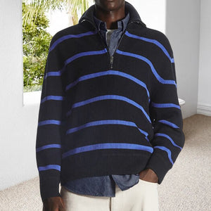 Gestreifter Strickpullover mit Revers