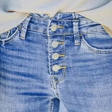 Laden Sie das Bild in den Galerie-Viewer, Damen Schlagjeans mit mehreren Knöpfen