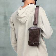 Laden Sie das Bild in den Galerie-Viewer, Retro-Umhängetasche &amp; Gürteltasche aus Leder für Herren