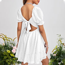 Laden Sie das Bild in den Galerie-Viewer, Einfarbiges Schleifenkleid mit hoher Taille für Damen