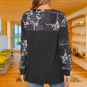 Bedrucktes Langarm-T-Shirt für Damen