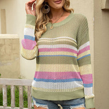 Laden Sie das Bild in den Galerie-Viewer, Gestreifter Farbblock-Strickpullover