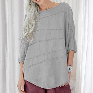 Gestreiftes lässiges T-Shirt mit Dolmanärmeln