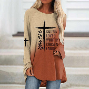 Langärmliges T-Shirt mit Kreuzbuchstabendruck