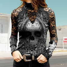 Laden Sie das Bild in den Galerie-Viewer, Bedrucktes T-Shirt mit Totenkopfmuster