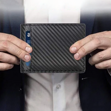 Laden Sie das Bild in den Galerie-Viewer, Schwarze Herren-Geldbörse aus Kohlefaser mit RFID-Blockierung