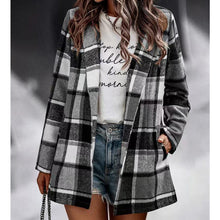 Laden Sie das Bild in den Galerie-Viewer, Karierte Wolljacke mit langen Ärmeln und Taschen