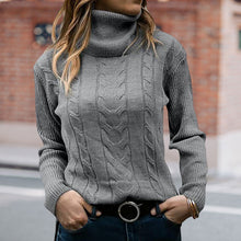 Laden Sie das Bild in den Galerie-Viewer, Einfarbiger Strickpullover mit Revers für Damen