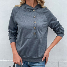 Laden Sie das Bild in den Galerie-Viewer, Kapuzen-Sweatshirt mit Knöpfen