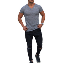 Laden Sie das Bild in den Galerie-Viewer, Einfarbiges Atmungsaktives Strick-T-Shirt Mit V-Ausschnitt