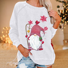 Laden Sie das Bild in den Galerie-Viewer, Lockeres Sweatshirt mit Weihnachtsmann-Schneeflockendruck
