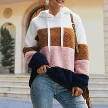 Laden Sie das Bild in den Galerie-Viewer, Kontrastfarbenes Kapuzen-Sweatshirt mit Kordelzug