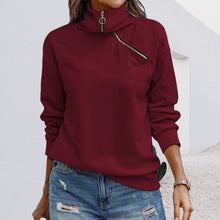 Laden Sie das Bild in den Galerie-Viewer, Lässiges Langarm-Sweatshirt mit 1/4-Reißverschluss für Damen