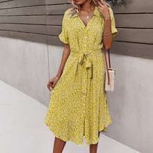 Laden Sie das Bild in den Galerie-Viewer, Lässiges Kurzärmliges Kleid mit Blumenmuster